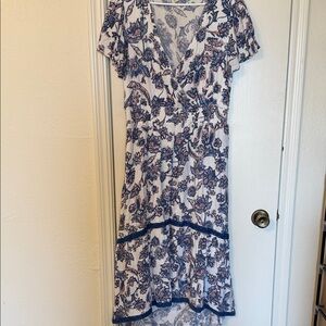 Maurices Blue and White Floral High Low Dress